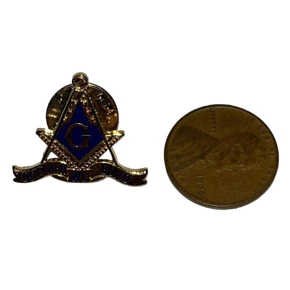 Vintage Freemason Masons Pin G Square Compass Together We Build Gold Tone Lapel - Picture 4 of 6